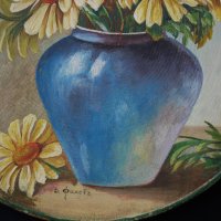 Стара картина, ваза с цветя, Б. Филевъ, 1930-те год., снимка 3 - Картини - 32649502