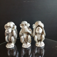Тройка статуетки маймуни - не чух, не видях, не знам, снимка 2 - Статуетки - 36508826