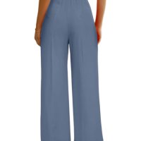 Ежедневни дамски широки панталони с копчета и джобове с висока талия, 5цвята - 024, снимка 9 - Панталони - 40956746