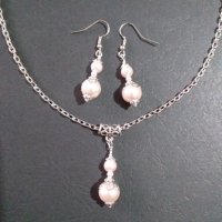 Новият ни изящен комплект бижута с нежни розови кристални перли и орнаменти в цвят Сребро , снимка 5 - Бижутерийни комплекти - 32642525