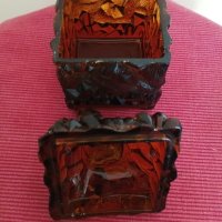 Винтидж стъклена захарница от цветно стъкло. , снимка 5 - Антикварни и старинни предмети - 44062100