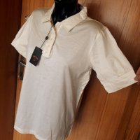 Нова бледо жълта тениска тип риза ХЛ, снимка 2 - Тениски - 32985933