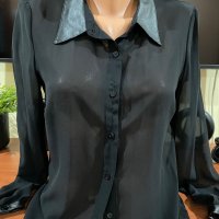 Дамска риза- воалена с кожена яка, снимка 1 - Ризи - 39283581