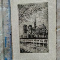 Графика-офорт"Нотр Дам"-Париж 1930г., снимка 2 - Колекции - 26650798