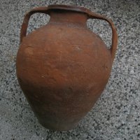 Стара керамична делва амфора с капак, снимка 3 - Антикварни и старинни предмети - 35028367