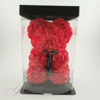 Мече от рози Gerdani BG Rose Bear, червен , 25см, снимка 3 - Други стоки за дома - 43283039