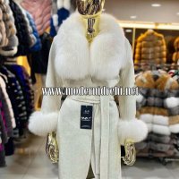 Дамско луксозно палто кашмир вълна и лисица код 120, снимка 1 - Палта, манта - 37801211