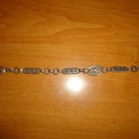 Стара гривна от сребро и метал, снимка 2 - Колекции - 27461867
