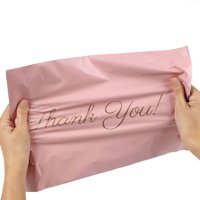 Найлонови водоустойчиви пликове за доставка на пратки 100 броя - розови с надпис  Thank you, снимка 2 - Други - 43937762