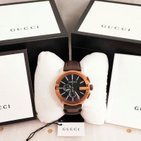 GUCCI G-Chrono XL Black Dial Brown Leather Men's Watch 44мм мъжки часовник като нов, снимка 4 - Мъжки - 39367413