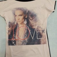 Тениска LOVE - комбинация от биопамук + ликра , красив принт на предната част с пастелни цветове, снимка 10 - Тениски - 37510144