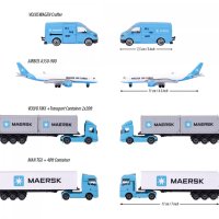 Maersk превозни средства, 3 вида Majorette 212057289, снимка 2 - Коли, камиони, мотори, писти - 44112509