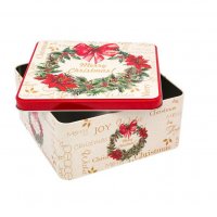 Коледна кутия Mercado Trade, За сладки, Метал, Коледен венец, Екрю, снимка 2 - Кутии за храна - 38552731