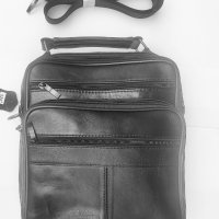 Голяма мъжка кожена чанта от естествена кожа за таблет и  смартфон   с ципове и джобове, снимка 1 - Чанти - 40789881