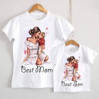 Тениски комплект за майка и дете Мама и аз еднакви, снимка 10 - Бодита за бебе - 33218446