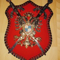 Рицарски Герб с 2 Ками за Декорация, снимка 1 - Други - 43696307