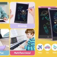 TECJOE Комплект 2 LCD детски цветни таблета за рисуване 8.5”,стикери/писалки/каишка,лилав/розов, снимка 10 - Образователни игри - 44069307