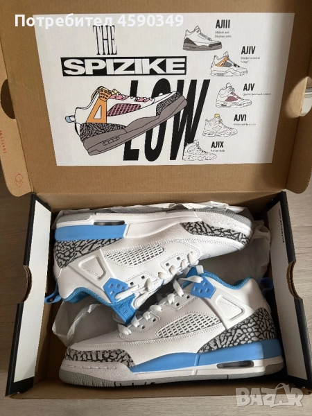 JORDAN SPIZIKE LOW (GS) White/University Blue Shoes Обувки, снимка 1