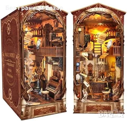 Нов Магически свят - DIY миниатюрна къща с LED светлини и дървен пъзел, снимка 1