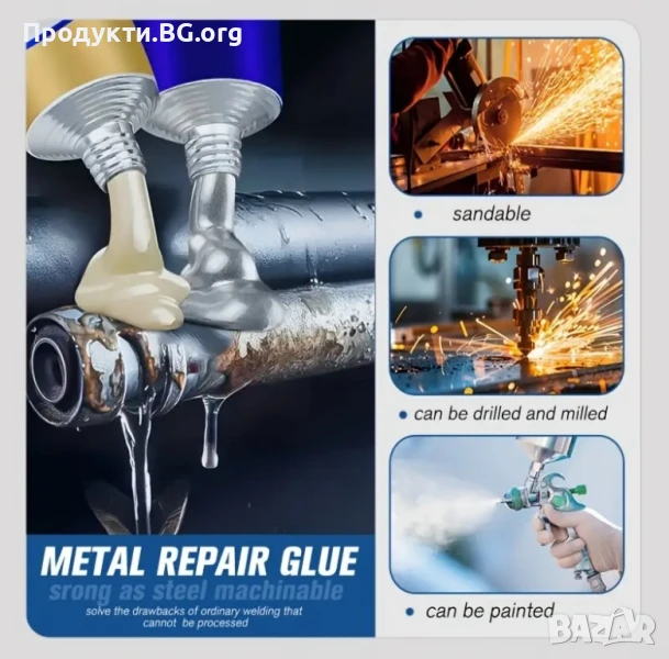 Професионален епоксиден метален клей RV Sealants – 2x20g за ремонт на метал, радиатори и рамки, снимка 1