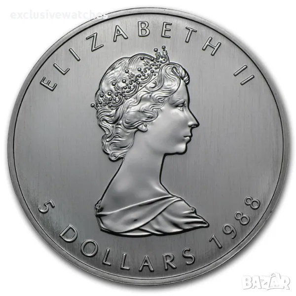 1 тройунция Сребърна Монета Maple Leaf BU 1988 г., снимка 1