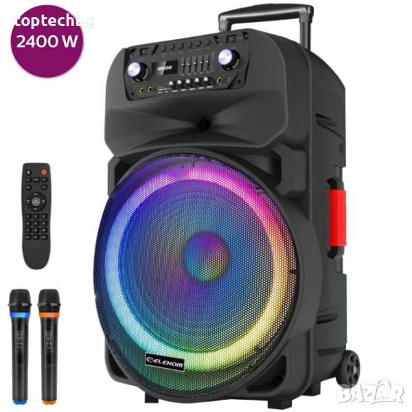 Караоке Тонколона 18 инча ЕК 1818 2400W с два безжични микрофона, снимка 1