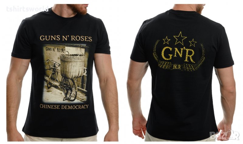 Нова мъжка тениска с дигитален печат на музикалната група GUNS'N ROSES - Chinese Democracy с гръб, снимка 1