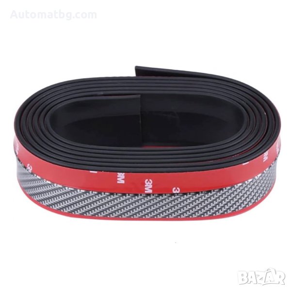 Лип спойлер за брони и прагове Automat, Универсален, 5см, Карбон с червен кант, снимка 1