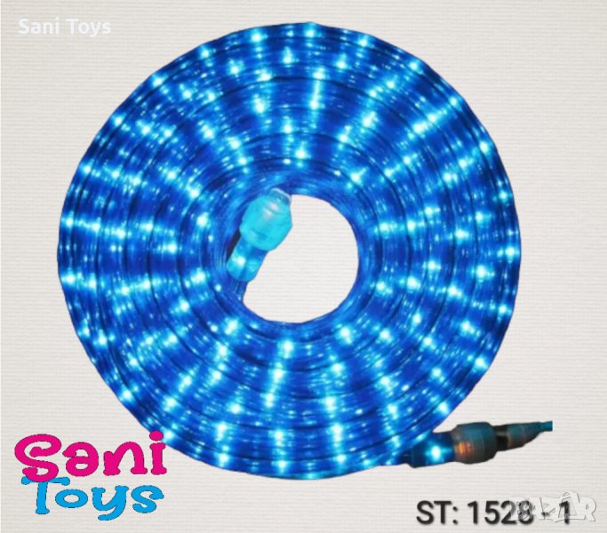 Коледен светещ маркуч, син 10 м, снимка 1