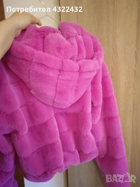 Пухено яке с качулка + подаръче, снимка 1