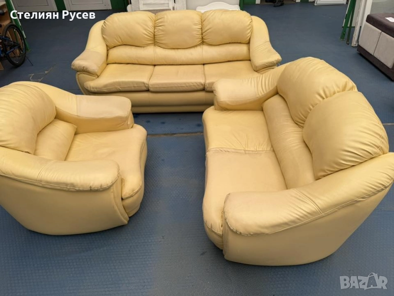 1709 холов разтегателен диван 3ка 210 см + фотьойл 100см + диван 2ка 160см / холна гарнитура / кожен, снимка 1