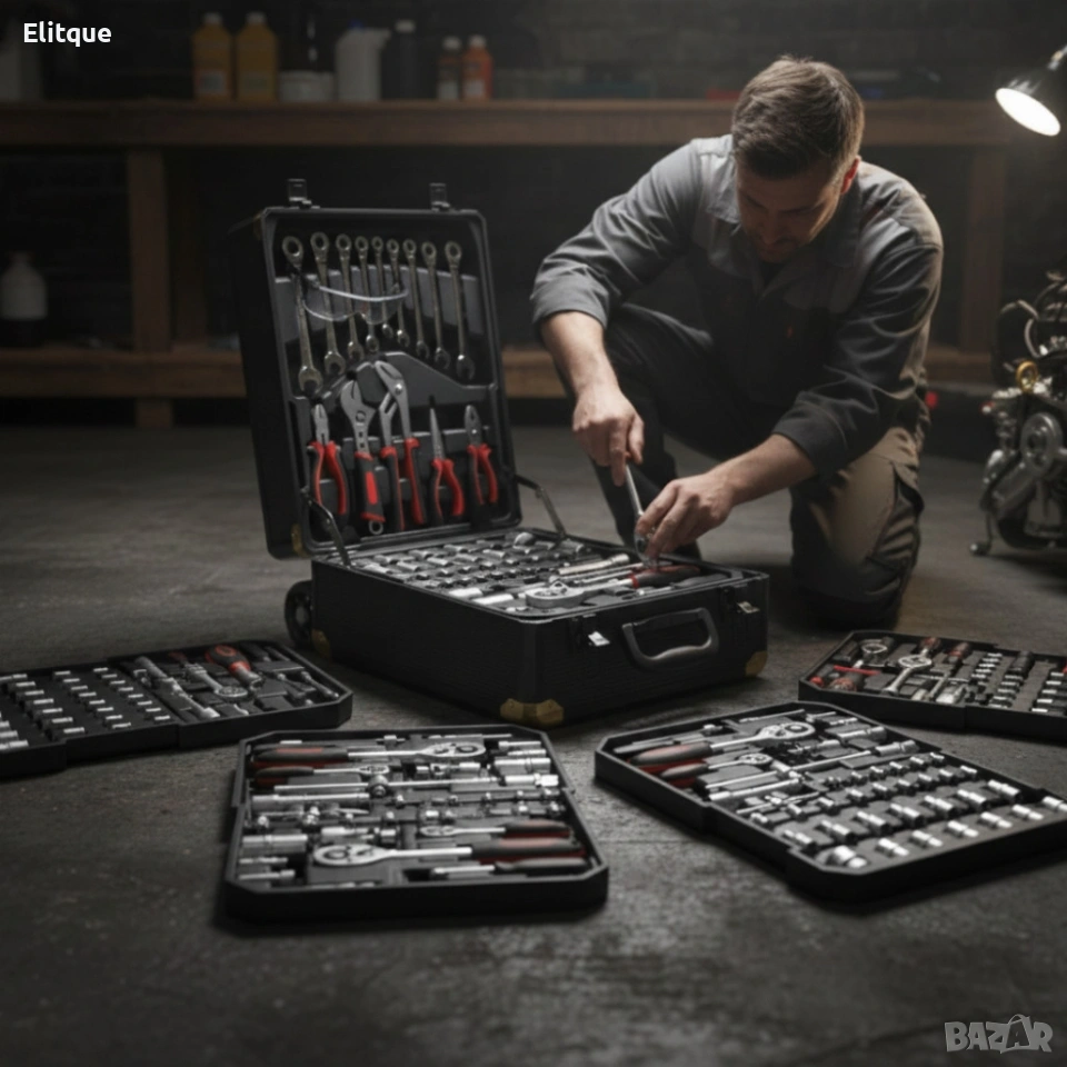 Куфар с инструменти– 599 части, професионален алуминиев тролей комплект, снимка 1