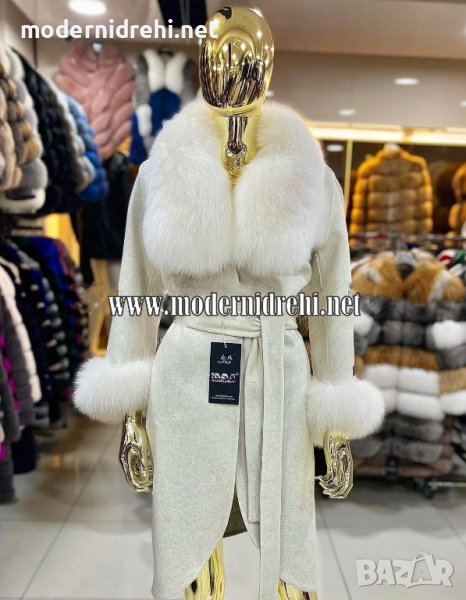 Дамско луксозно палто кашмир вълна и лисица код 120, снимка 1