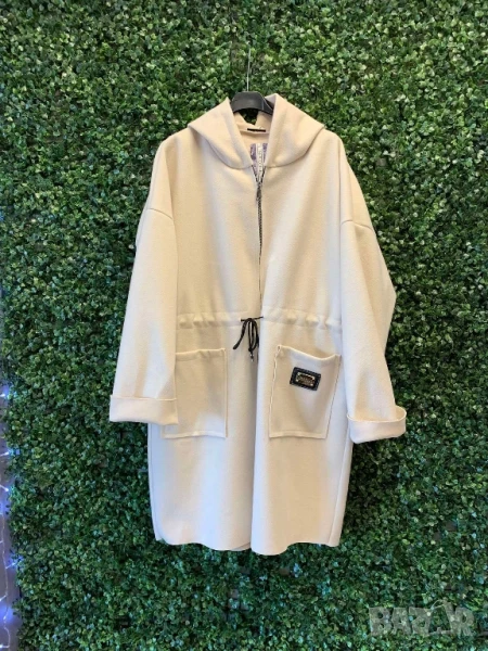 преходно палто с качулка и връзки на талията , снимка 1