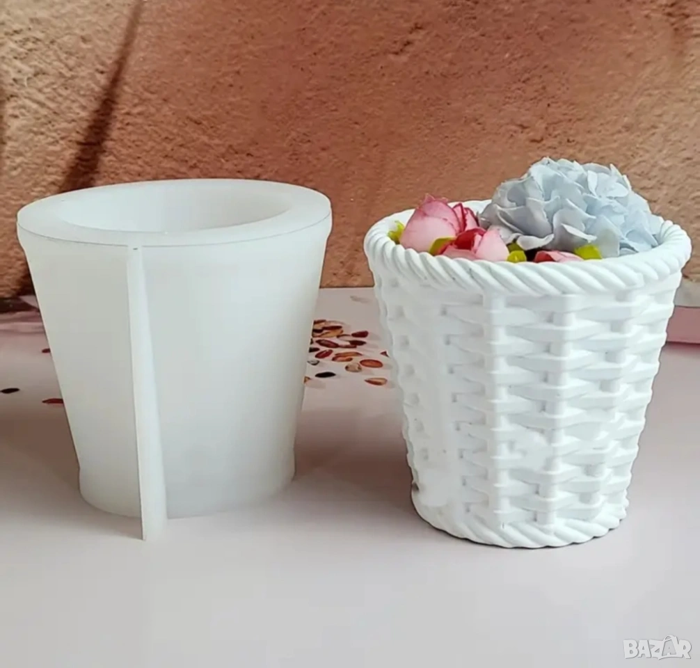 Молд кашпа плетена кошница , снимка 1