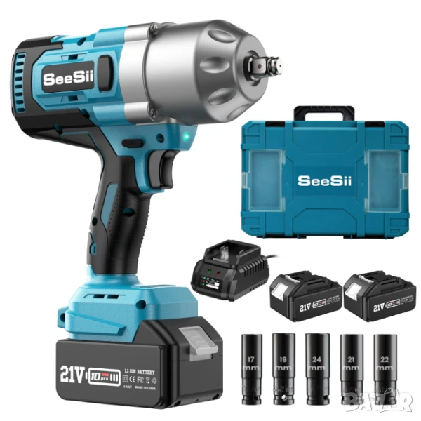 Акумулаторен ударен безчетков гайковерт seesii WH800 1300nm, снимка 1