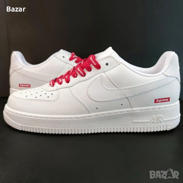Nike Air Force 1 Supreme White Нови Оригинални Мъжки Обувки Кецове Маратонки Размер 43 Номер 27.5см , снимка 1