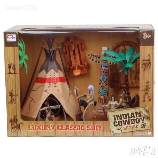 Комплект Индианци Каубойци с лодка и палатка, снимка 1