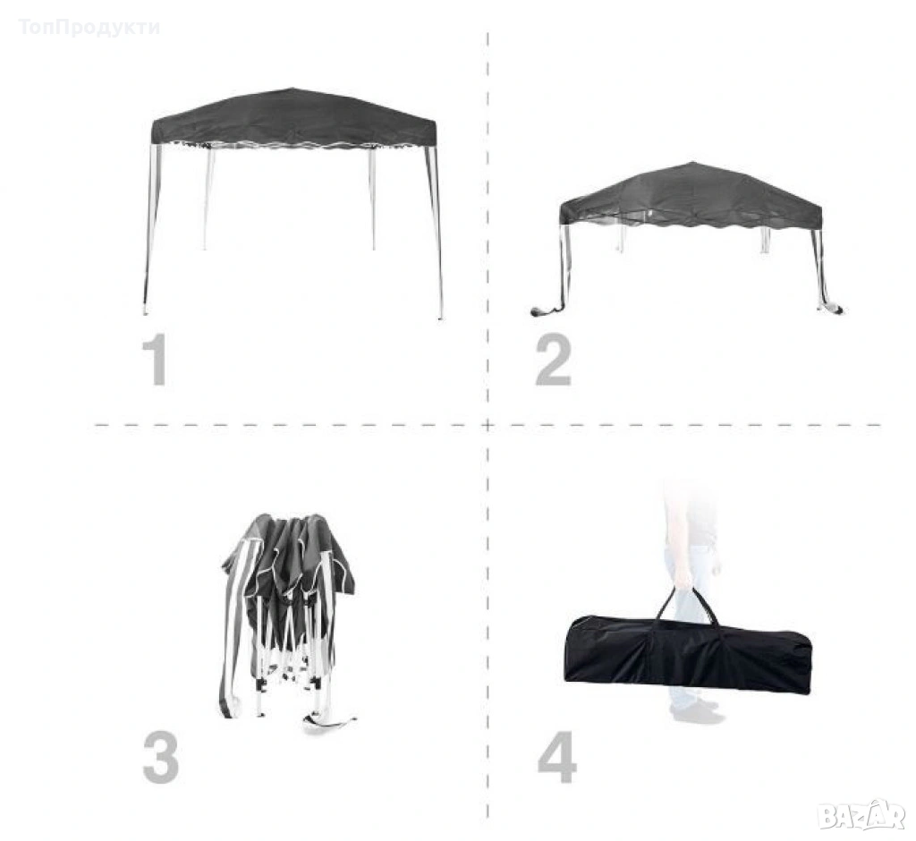Шатра Muhler 300x300xH260cm – Стабилност и стил за открито удоволствие, снимка 1