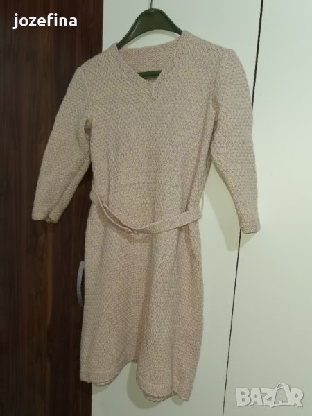 Плетена зимна рокля в бяло и лилаво, снимка 1