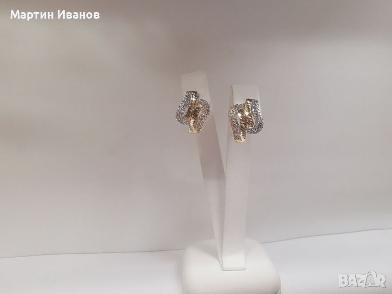 Златни обеци с цирконий 5, снимка 1
