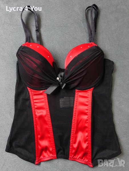 70/75В Mister-Lady дамски корсет от червен сатен и черен тюл, снимка 1