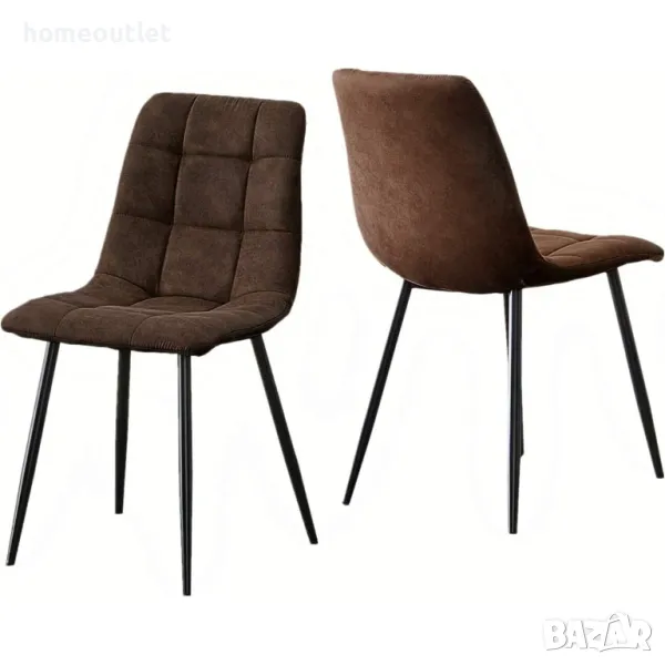 ПРОМОЦИЯ Трапезни столове с дамаска от висококачествен изкуствен велур (к-кт от 2 бр.) C-UDC056BR, снимка 1