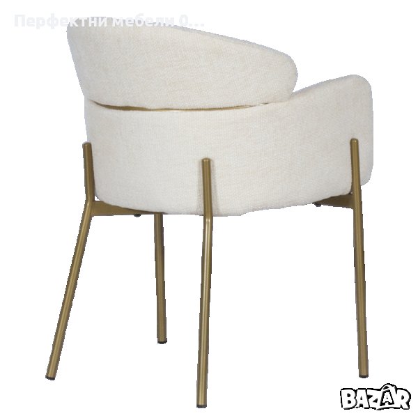 Кресло трапезен стол/бар стол кресло цвят бежев/крем-дамаска и крака в злато с доставка до 2 дни, снимка 1