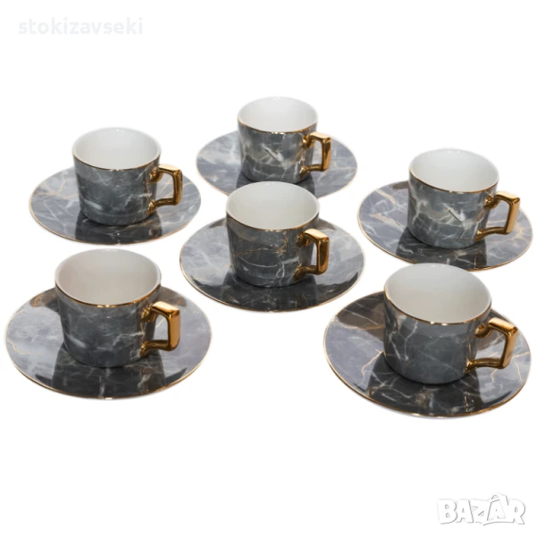 Луксозен сервиз за кафе с мраморен дизайн, снимка 1
