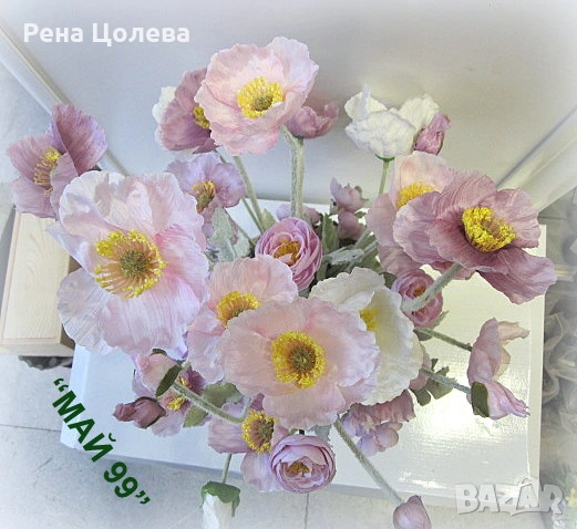 Макове в панер от морска трева, снимка 4 - Декорация за дома - 53468499