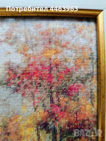 гоблен ,, След дъжда" 16,5/20 см, снимка 16 - Гоблени - 51230540