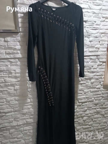 Секси Дълга черна рокля ликра