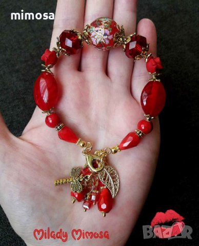 Флорална гривна с кристали, снимка 4 - Гривни - 43080997