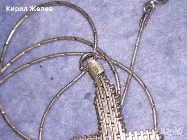 ДЕБЕЛО ПОСРЕБРЕН СРЕБЪРЕН ВИНТИДЖ АРТ МОДЕЛ КРЪСТ с ПОСРЕБРЕНА ВЕРИЖКА и ПЕЧАТИ 925 / 30840, снимка 9 - Колиета, медальони, синджири - 40552645